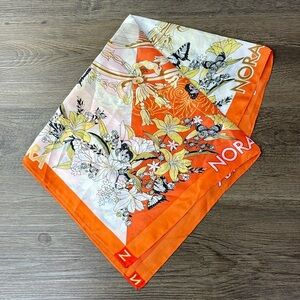 NoraCora Women’s White Orange Silk Scarf